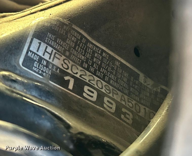 image for item NR9835 1993 Honda GoldWing GL1500 motorcycle