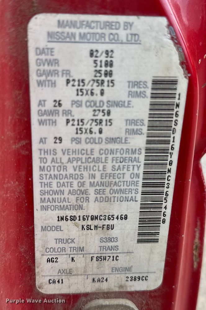 image for item NR9838 1992 Nissan KSLM-FBU flatbed pickup truck