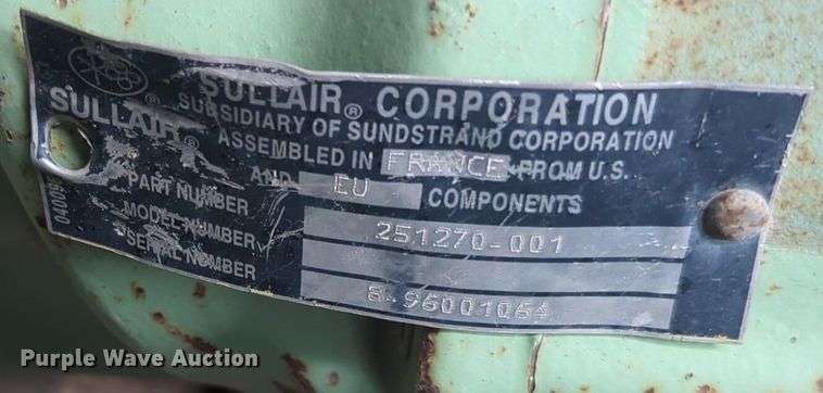 image for item NZ9647 Sullair 185 air compressor