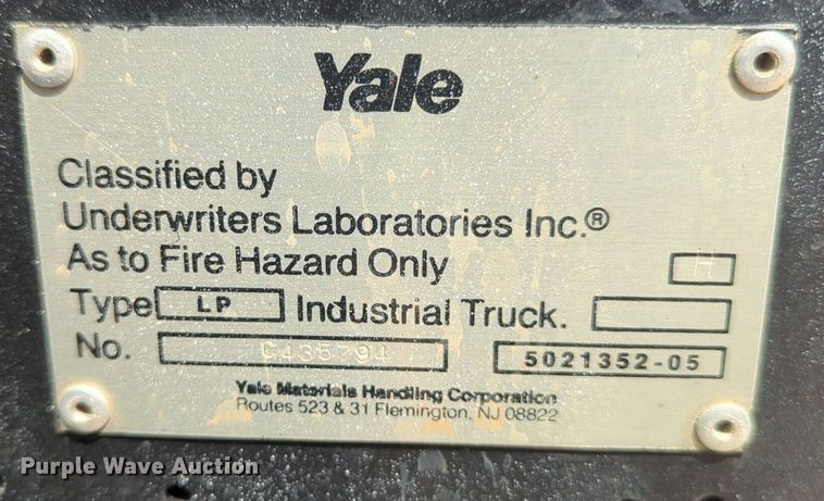 image for item NZ9653 Yale GLC050TENUAQ083.5 forklift