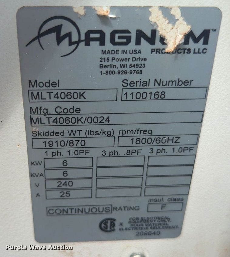 image for item NZ9655 Magnum MLT4060K light plant