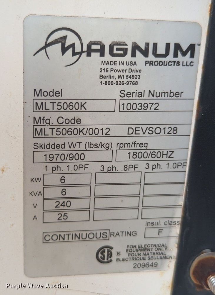 image for item NZ9663 Magnum MLT5060K light plant