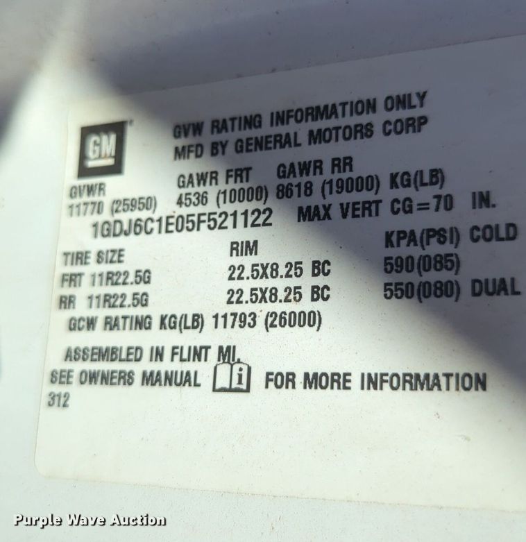 image for item NZ9684 2005 GMC C6500 dump flatbed truck