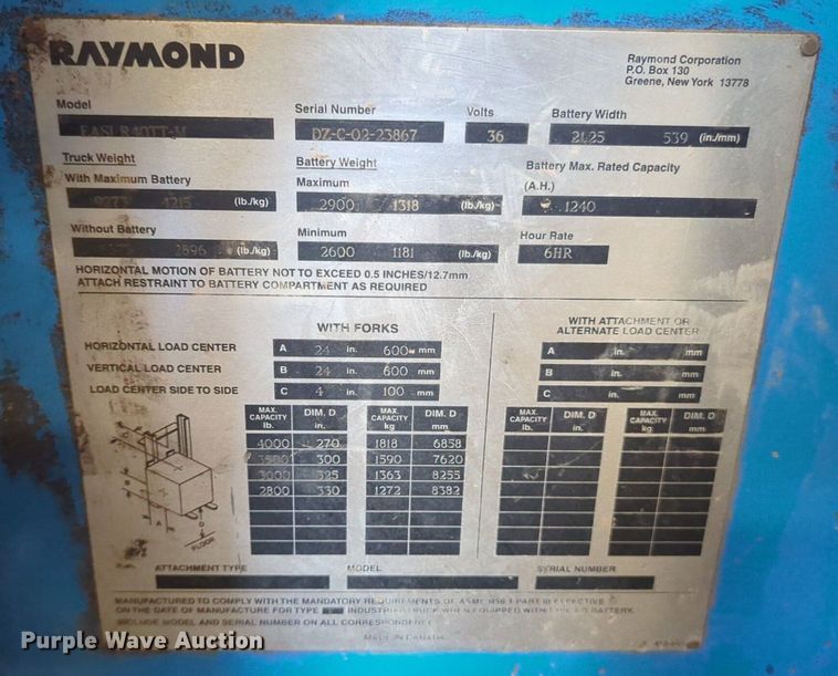 image for item NZ9706 Raymond EASI R40TT-M order picker