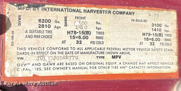 image for item OE9107 1979 International  Scout Traveler SUV