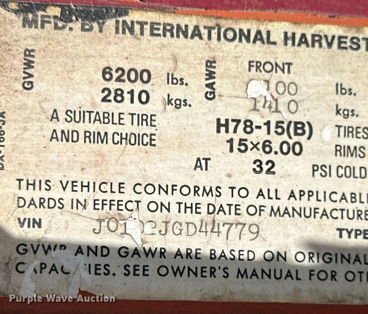 image for item OE9107 1979 International  Scout Traveler SUV