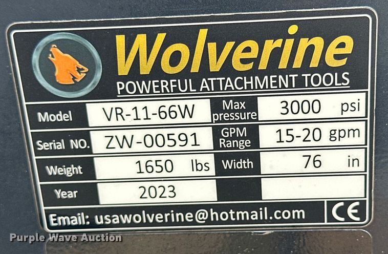 image for item OE9149 2023 Wolverine  VR-11-66W skid steer vibratory roller 