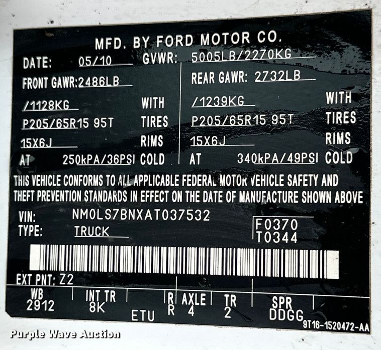 image for item OE9153 2010 Ford Transit Connect XLT van