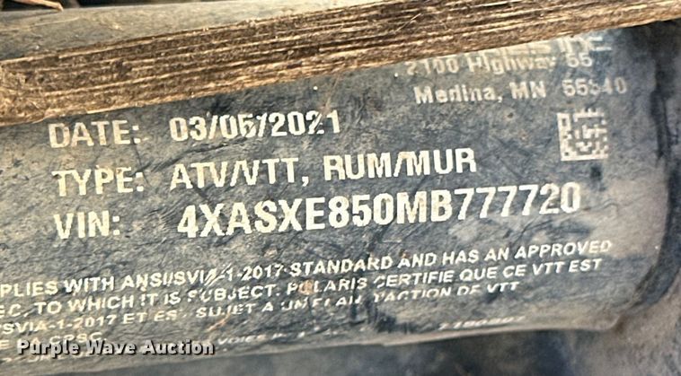 image for item OI9385 2021 Polaris Sportsman 850 ATV