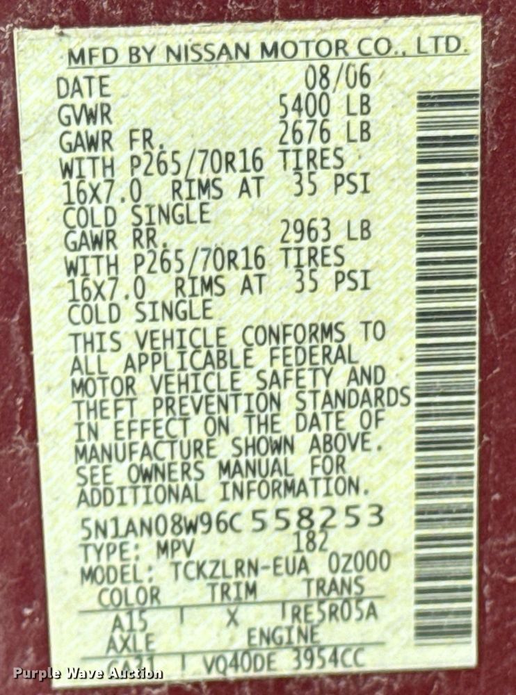 image for item OJ9672 2006 Nissan  Xterra SUV