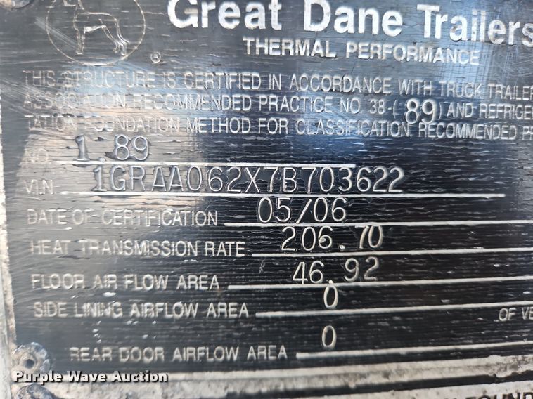 image for item OK9849 2007 Great Dane dry van trailer