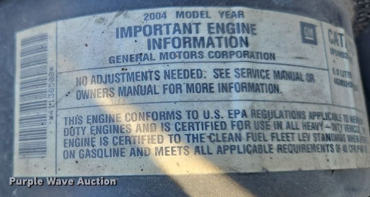 image for item OK9851 2004 Chevrolet  Express 3500 box truck