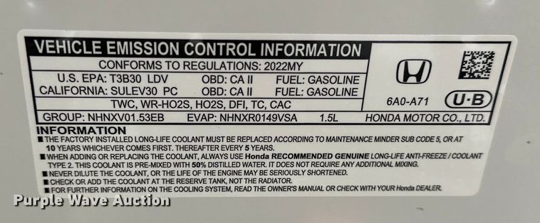 image for item OM9497 2022 Honda Accord 