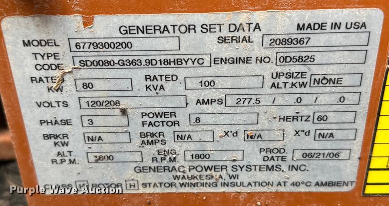 image for item DG4375 Generac generator