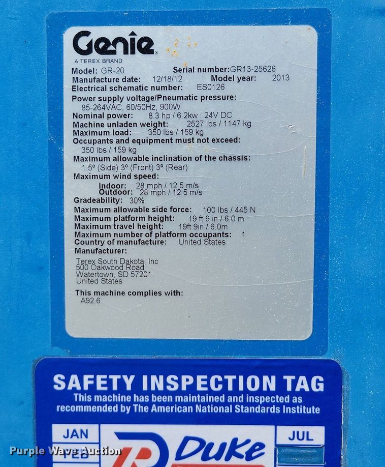 image for item DI3043 (2) Genie GR-20 vertical lifts