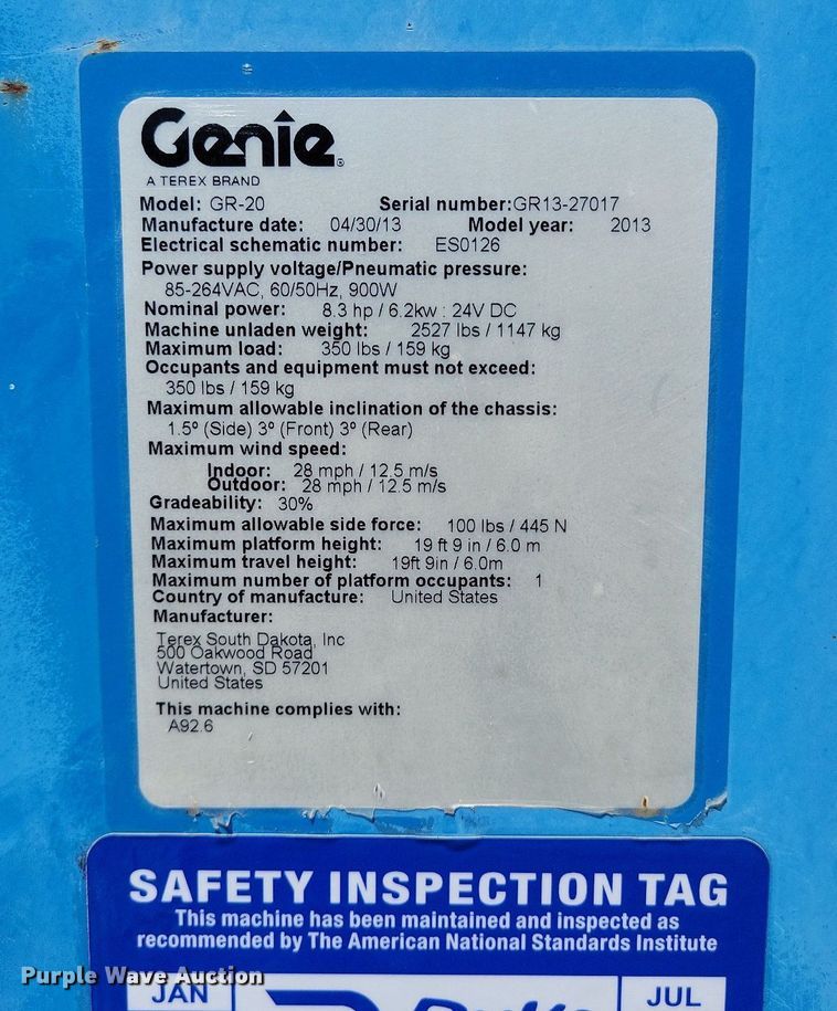 image for item DI3045 (2) Genie GR-20 vertical lifts