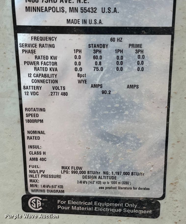 image for item DK6561 Cummins C60 N6 generator