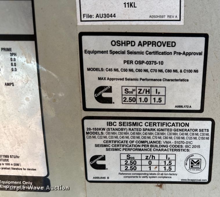 image for item DK6562 Cummins C60 N6 generator