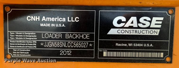 image for item DO1097 2012 Case 580 Super N backhoe
