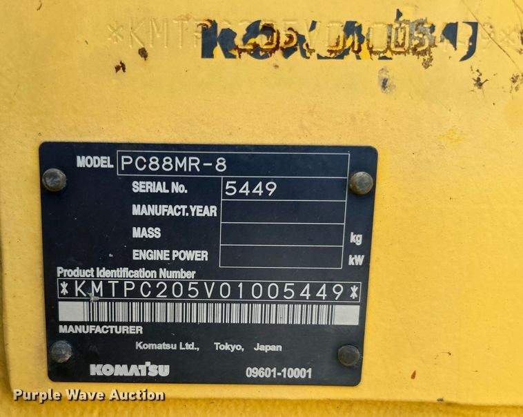 image for item DO1141 2010 Komatsu PC88MR-8 mini excavator