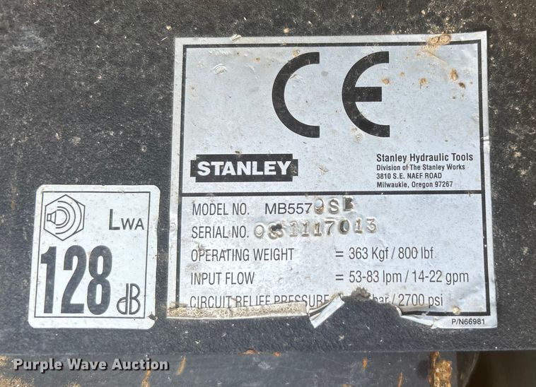 image for item DO1142 Stanley  MB5570 skid steer breaker