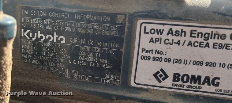 image for item DO1147 2019 Bomag BMP8500 trench compactor