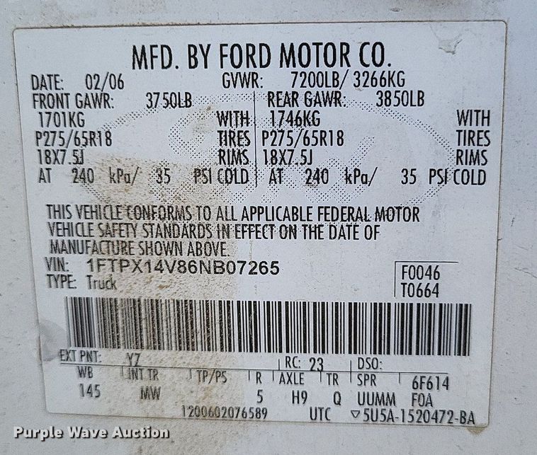 image for item DO4896 2006 Ford F150 XLT SuperCab pickup truck