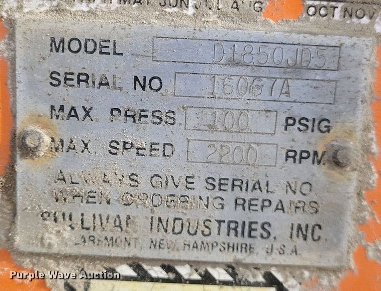 image for item DO4897 1996 Sullair D1850QJD5 air compressor