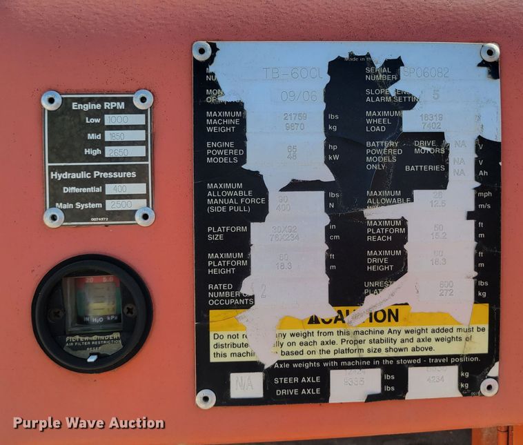 image for item DP1423 2006 Snorkel TB60 boom lift
