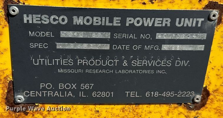 image for item DQ0751 1985 Hesco 4040 07  generator