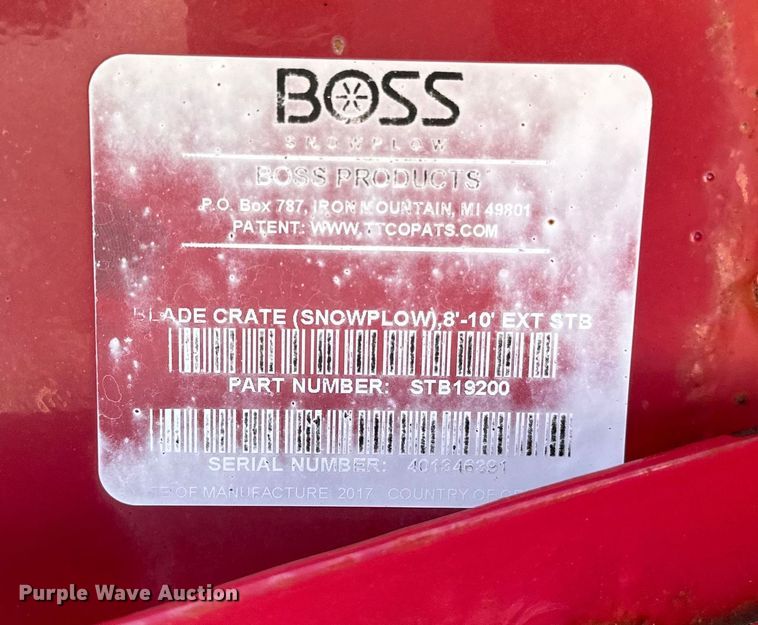 image for item DQ0762 2017 Boss snow plow