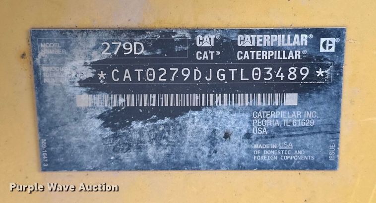 image for item DQ0774 2016 Caterpillar 279D tracked skid steer loader