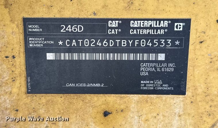 image for item DQ0777 2018 Caterpillar  246D skid steer loader