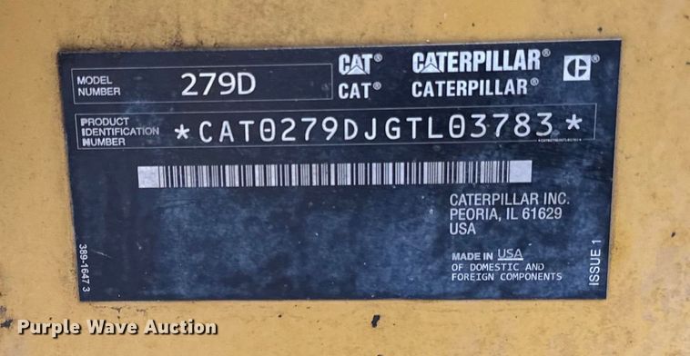 image for item DQ0779 2017 Caterpillar  279D tracked skid steer loader