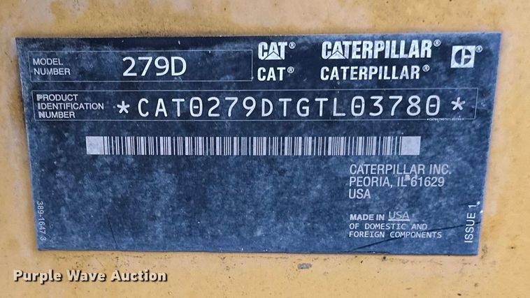 image for item DQ0780 2017 Caterpillar  279D tracked skid steer loader