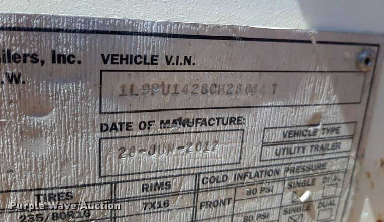 image for item DQ6965 2012 Larson 7500 reel trailer