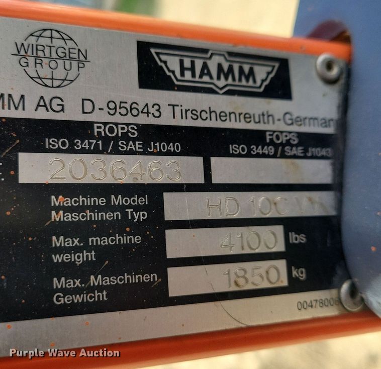 image for item DR4283 2015 Hamm HD10CVV double drum vibratory roller