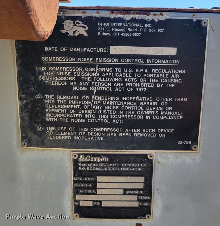 image for item DR8028 1997 LeRoi 375 air compressor