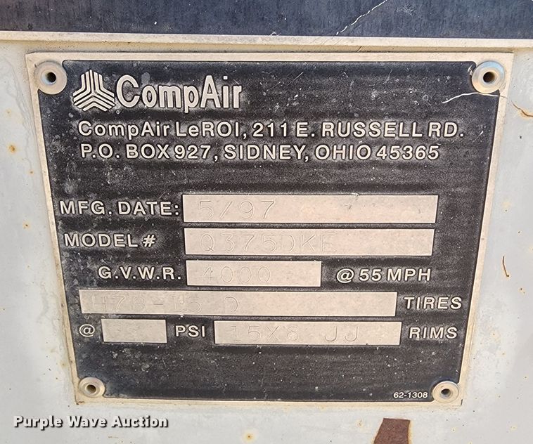 image for item DR8028 1997 LeRoi 375 air compressor
