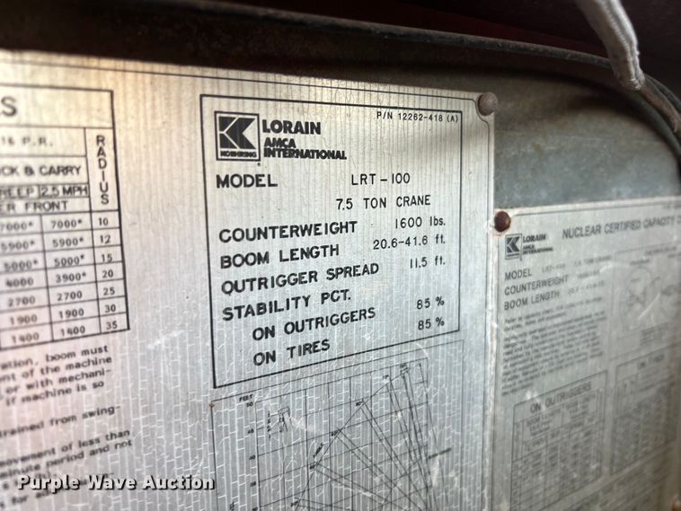 image for item DS2987 Lorain LRT-100 crane