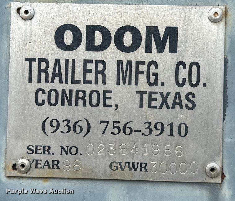 image for item DU3000 1998 Odom equipment trailer