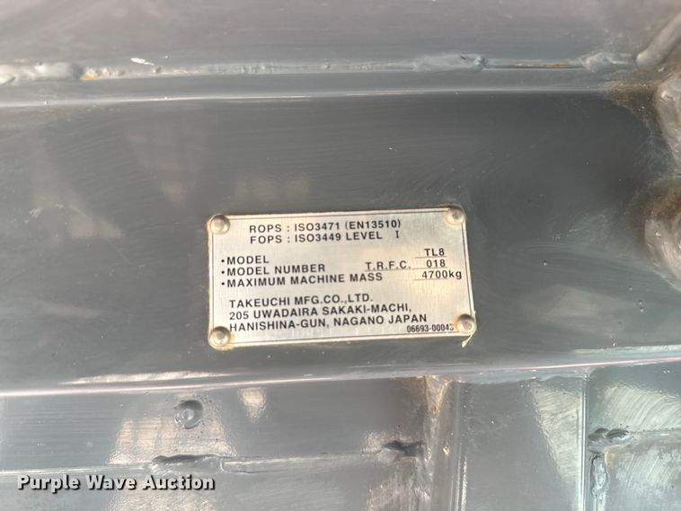 image for item DU3003 2019 Takeuchi TL8 tracked skid steer loader