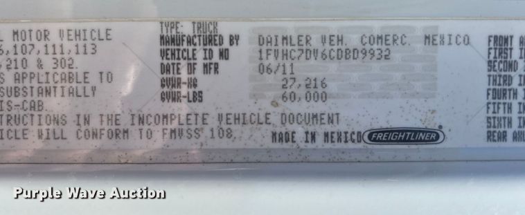 image for item EG1425 2012 Freightliner  Business Class M2 Crew Cab crane truck