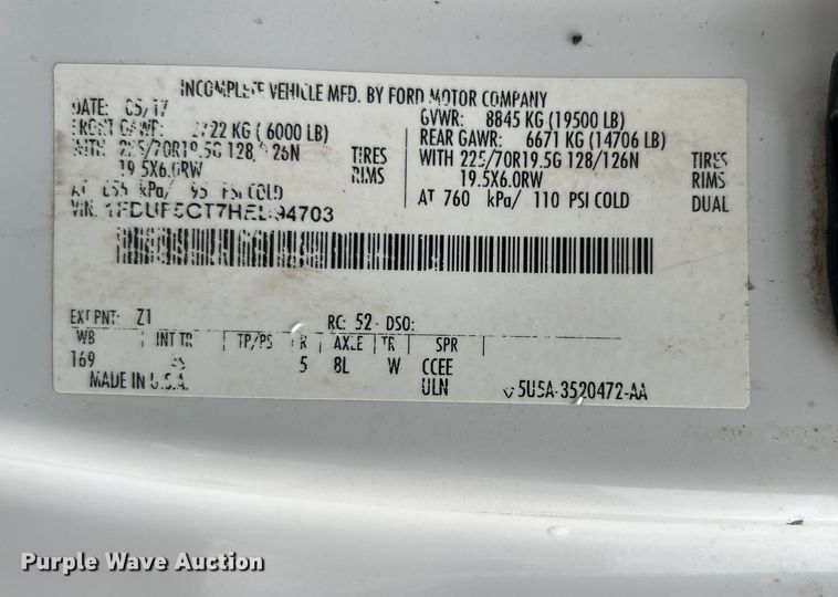 image for item EG1430 2017 Ford F550 Super Duty utility / service truck