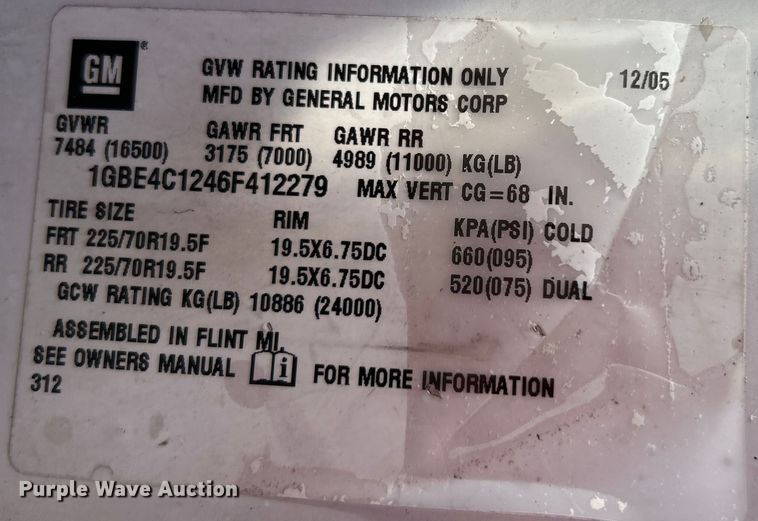 image for item EG1454 2006 Chevrolet  C4500 bucket truck