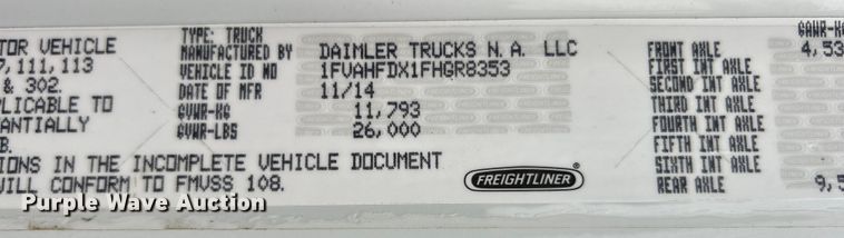 image for item EG1501 2015 Freightliner  Business Class M2 dump truck