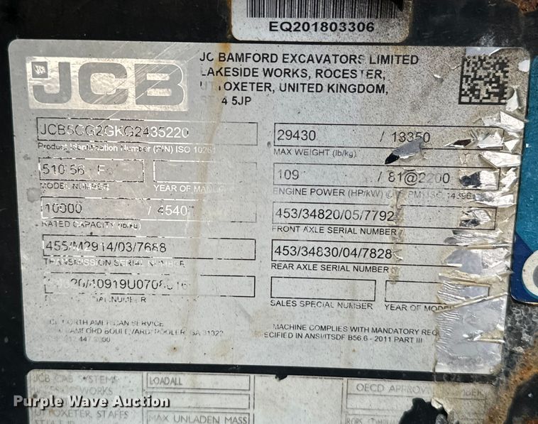 image for item EH3871 2016 JCB 510-56 telehandler