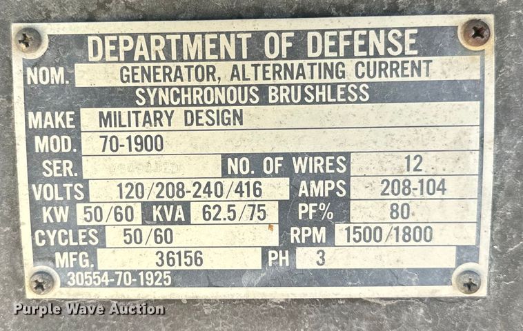 image for item EH5482 1978 Fermont MEP006A generator