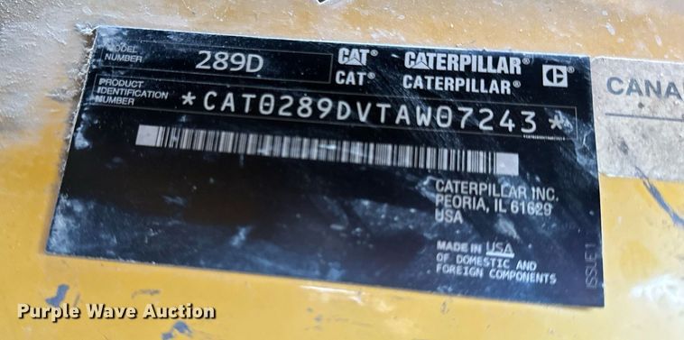image for item EH6673 2017 Caterpillar 289D tracked skid steer loader