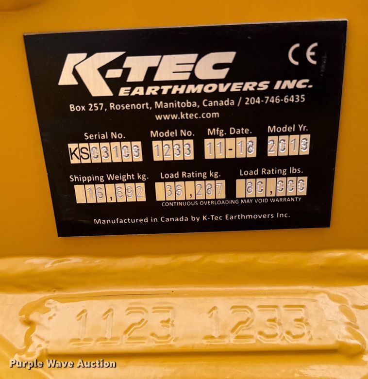 image for item EJ0520 2019 K-Tec 1233 scraper